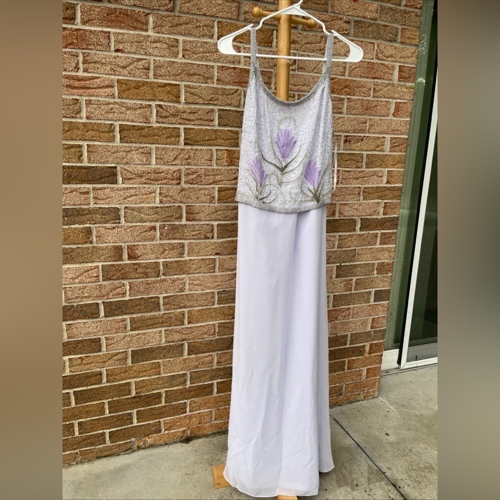 Vintage 80s Laurence Kazar beaded dress size 8 Lilac And Purple - Picture 6 of 13